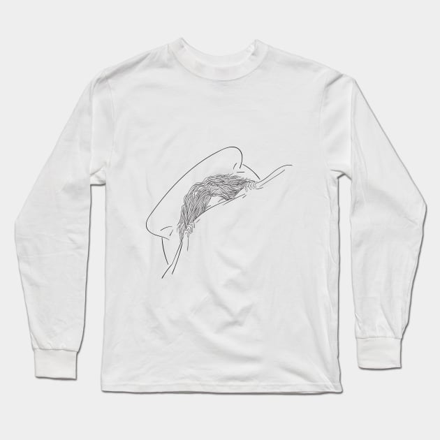 The woman lying in the bed is covering the cloth Long Sleeve T-Shirt by Saudung